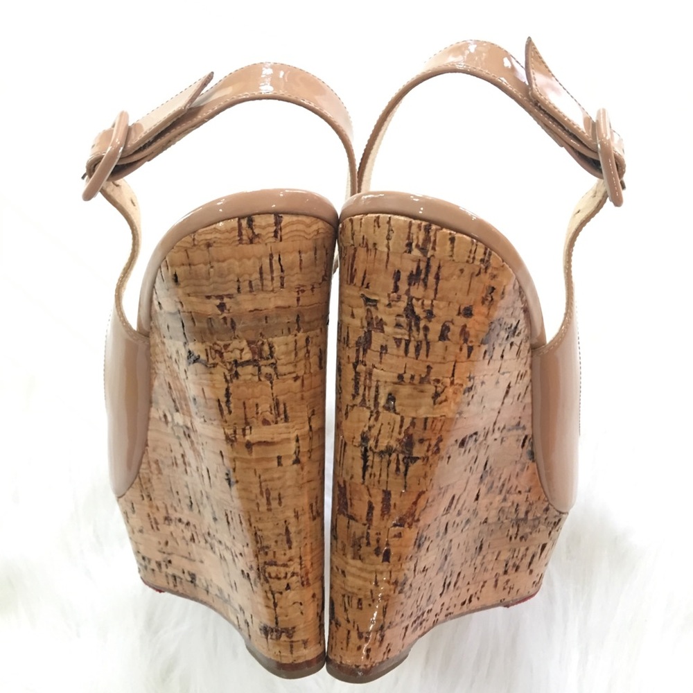 ⭕️SOLD⭕️ 💯🆑 UNE PLUME 140 WEDGES PATENT NUDE - Picture 7 of 8